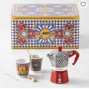 Bialetti Moka Dolce & Gabbana 2-Cup + 2 Espresso Cups & Stirrers